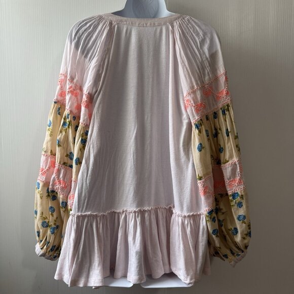 Free People Women Mix It Up Mini Tunic Dress XS Floral Boho Romantic Hippie - Picture 3 of 14